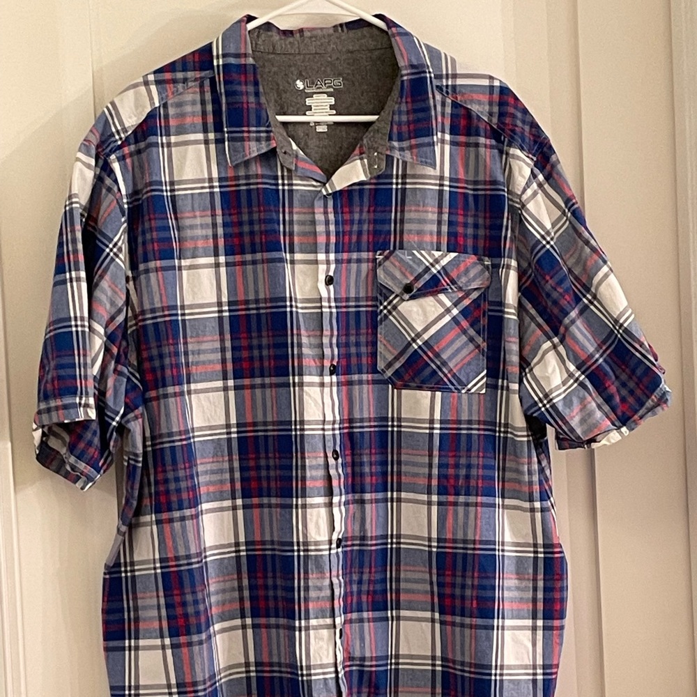 LAPG Shirt Mens XXL Plaid Tactical Terrain Casual Short Sleeve - Snaps - Pic 6